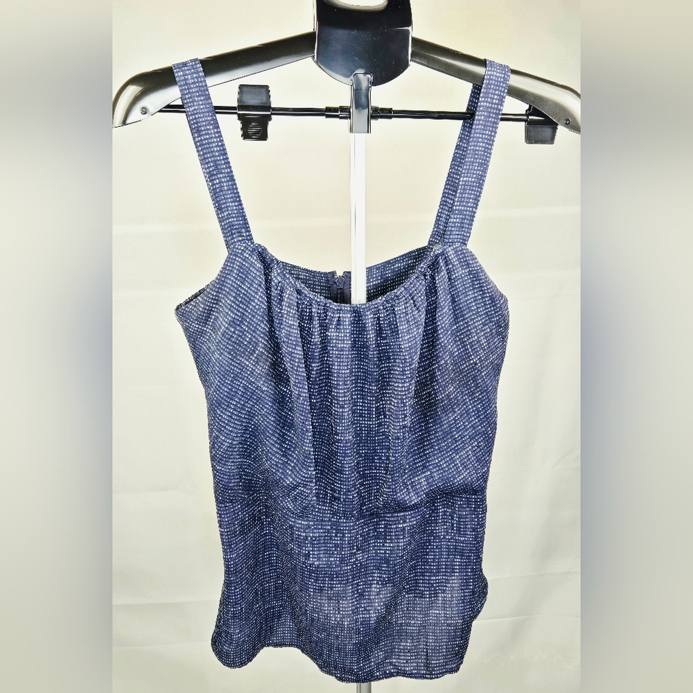 Cabi Coastal Preppy Feminine Romantic Layering‎ Dotted Peplum Top, Size 14
